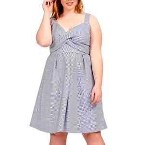 ELOQUII Blue White Polka Dot Dress Size 22